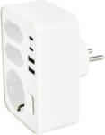 GELUX Adaptor priză Gelux 1 priză cu împământare, 2xEuro 2xUSB C 2xUSB A, 16 A alb, cu întrerupător (GL-A031S2E2U2CK)