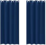 vidaXL Fekete Függöny Gyűrűkkel 2 pcs Sötét kék 245 x 140 cm 4107366 (4107366)