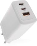 EMOS V05G65 USB töltő (1704023200), GaN, Power Delivery 65W, 3 port (2x USB-C + 1x USB-A), intelligens teljesítményelosztás, fehér (1704023200)