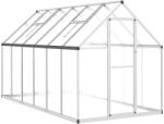 vidaXL ezüstszínű alumínium melegház alapvázzal 334x169x195 cm 3266326 (3266326)