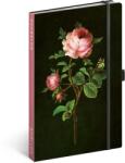 Presco Keménytáblás notesz krémszínű lapokkal, pontozott, leszorító gumiszalaggal Roses 130x210mm, Presco (5416-RO)