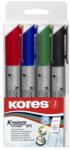Kores Markere flipchart, set 4 culori, cerneala pe baza de apa, varf rotund 3 mm (KO21344)