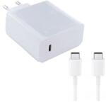 Huawei hálózati töltő Type-C aljzat 65W PD gyorstöltő + Type-C kábel FEHÉR OEM (HW-200325EPO)