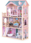 ECOTOYS Fa babaház, ECOTOYS 8106, kastély, 84 x 38 x 123, 5 cm, 3 szint, 4 szoba, 11 db bútorral, erkélyes (TF3662)