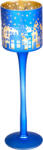 MagicHome Karácsonyi gyertyatartó, MagicHome, kék, magasság: 25 cm, pohár forma, karácsonyfa minta, dekoratív, ünnepi beltéri dekorációhoz (TC8092094)