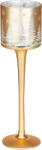MagicHome Karácsonyi gyertyatartó, MagicHome, arany, magasság: 25 cm, pohár forma, karácsonyfa minta, dekoratív, ünnepi beltéri dekorációhoz (TC8092099)