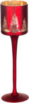 MagicHome Karácsonyi gyertyatartó, MagicHome, piros, magasság: 25 cm, pohár forma, karácsonyfa minta, dekoratív, ünnepi beltéri dekorációhoz (TC8092086)