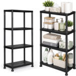 ModernHOME Műhelypolc, ModernHome LTSH4-1, fekete, 61 x 30 x 131 cm, 4 szintes, műanyag, szerszám nélkül összeszerelhető, 36, 5 cm polctávolság, polconként 25 kg teherbírás, emelt lábakkal (TF5476)