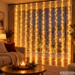 VG 300 LED-es Fényfüggöny Ablakra, Karácsonyi Meleg Fehér, USB-s Távirányítóval, 3 m (26210)