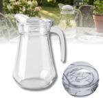 DELISOGA Carafa din sticla 1, 3 L Delisoga, carafa clasica cu maner si cioc de turnare, pentru apa, suc, limonada, vin si ceai rece, carafa transparenta de servire pentru masa, restaurant si terasa (EH1002-1) Pahar
