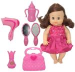 Magic Toys Dorina, păpușă brunetă care face pipi, 36 cm, cu set de coafor, accesorii și efecte sonore (MKL544793) Papusa