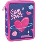 Luna Space Heart: Penar echipat pliabil pe două niveluri roz și mov 15x21x5cm (000579797) Penar