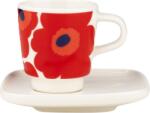 Marimekko Ceșcă de espresso Unikko 50 ml, alb-roșie, cu farfurioară (075540)