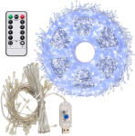 Real Karácsonyi LED fényfüzér és hajlítható dekorációs drótfényfüzér távirányítóval, USB-s csatlakozással, hideg fehér, 50 LED, 1, 5 m