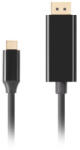 Lanberg CA-CMDP-10CU-0018-BK DisplayPort 1.2 (M) - USB Type-C (M) UHD 4K CU fekete aranyozott DisplayPort kábel 1, 8m