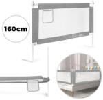 ECOTOYS Bară de pat anticădere, ECOTOYS SG-030D-GY, gri/alb, 157 x 64-95 cm, cadru din oțel, plasă respirabilă, blocare de siguranță, rabatabilă, buzunar de depozitare, înălțime reglabilă