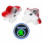 CerCip Lampi Portiere Auto SKODA Octavia 2001-2014 cu LOGO, Set 2 bucati, Lentile de sticla, Instalare Plug & Play, Calitate premium (5943299000342)