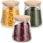 Vilde 3 db üveg tárolóedény készlet fa tetővel és tömítéssel, 700 ml, Vilde, 9, 5x11x13cm (SET745)