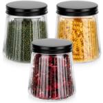 Vilde 3 db-os üveg tárolóedény készlet fém tetővel, 700 ml, Vilde, 9x11x12cm, átlátszó (SET754)