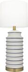 COSMOLIGHT Veioză Coastal T01026BR-WH, 1xE27, corp alb și albastru cu detalii în nuanță de alamă, abajur alb (COST01026BR-WH)