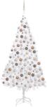 vidaXL Brad Craciun pre-iluminat artificial, set globuri, alb, 240 cm GartenMobel Dekor (3077629)