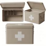 BOXIMO Fém Elsősegély Doboz Kivehető Tálcával 32, 5X16, 5X20, 5 CM Bézs (E37001N)