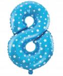 PartyPal 8-as számú fólia lufi, kék, csillagos mintával, 40 cm