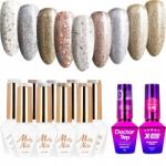 MOLLY Nails 9x Hibrid lakk Mollynails 8g Queens Of Life Alap Top Set (Lakier Brokatowy Na Karnawał Zestaw)