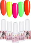 AlleLac 5x Hibrid lakk Allelac 6g Skittle Nails Neon színek Nyári szett (Zestaw Lakierów Hybrydowych Lato Cukierkowy)