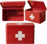 BOXIMO Fém Elsősegély Doboz Kivehető Tálcával 32, 5X16, 5X20, 5 CM Piros (E37001R)