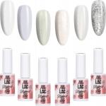 AlleLac 6x Hibrid lakk Allelac 6g Whites White Set 6in1 (Lakier Brokatowy Na Karnawał Cloud Dancer)