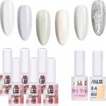 AlleLac 6x Hibrid lakk Allelac 6g Whites White Base Top Set (Lakier Brokatowy Na Karnawał Zestaw)
