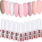 AlleLac 9x Hibrid lakk Allelac 6g Nudes Nude Bézs Rózsaszín 9in1 Szett (Lakiery do paznokci idealne kolory na jesień)