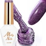 MOLLY Nails Hibrid lakk Mollynails 8g Flashing Lights 3 Queencess Lila Nr615 (Lakier Brokatowy Na Karnawał Blask Drobinki)