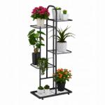 Relaxdays virágtartó állvány fém 5 szint fekete 96 cm állítható lábak (10047177)