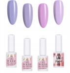 AlleLac 4x Hibrid lakk Allelac Szett Spring Thing Tavasz Pasztell Liliom Lila (Zestaw 4w1 lakierów hybrydowych na wiosnę)
