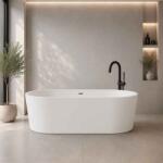 Teko Cadă freestanding, Teko Zanzibar din compozit mineral, 157 x 63, 5 cm, alb lucios (TEKB-2-AL)