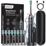zenwire Sonic elektromos fogkefe, Zeniwire, Magnisonic 506, 97 000 rezgés/perc, 6 üzemmód, IP67, USB-C, 60 napos üzemidő mágneses motorral, 8 kézidarab, tok, állvány, töltőkábel, Fehér (8343235)