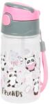 DERFORM Szívószálas műanyag kulacs 330 ml - Panda (BC05)