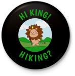 printfashion Hi King! Hiking? - a túrázó oroszlán - Kitűző, hűtőmágnes - Fekete (18604388)
