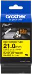 Brother Bandă Brother HSe-651E Pro, 21 mm x 1.5 m, imprimare neagră / fundal galben, bandă originală (HSE651E)
