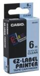 Casio XR-6X, 6mm x 8m, imprimare neagră/fundal transparent bandă originală (XR-6 X1)