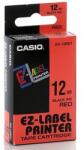 Casio XR-18RD1, 18mm x 8m, imprimare neagră/fundal roșu, bandă originală (XR-18RD1)