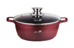 Bachmayer BM-7884-44 préselt aluminium edény tapadásmentes kerámia bevonattal, üveg fedővel, 3 rétegű hővezető alj, 44 cm Ø, 23 l, Bordó (BM-7884-44)