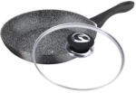 Bachmayer BM-7751-30 préselt aluminium serpenyő tapadásmentes gránit bevonattal, üveg fedővel, 3 rétegű hővezető alj, 30 cm Ø, Fekete (BM-7751-30)