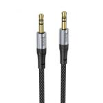 hoco. UPA26 cablu audio 3.5mm-3.5mm, 1m, Împletitură nylon metalic, Negru