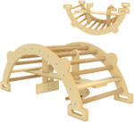 AIYAPLAY Arc Montessori din Lemn pentru Copii 2-4 Ani, Convertibil în Balansoar, Joc de Cățărare, 110x52x45 cm, culoare Lemn | Aosom Romania (331-100V00ND)