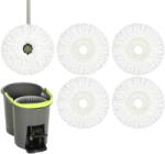 HOMCOM Set mop și găleată cu storcător 2 compartimente Găleată 20 L 5 lavete microfibră Utilizare uscată și umedă Gri Închis | Aosom Romania (720-035V00CG)