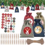  Adventi Naptár Tasak Zsinór Diy Matrica Csináld Magad Karácsony (KALENDARZ ADWENTOWY DIY WORECZKI NAKLEJKI)