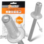 Polax 100x Törhető szegecsek 4, 8x14 mm Alumínium horganyzott Strapabíró Erős 9T szegecs (37-018(X2))
